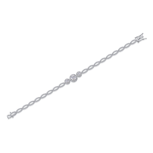 1-carat Luxury And Fashionable Light Luxury Trend Jewelry Silver Bracelet Set With Top-quality Moissanite, S925 Silver Electroplated Platinum
